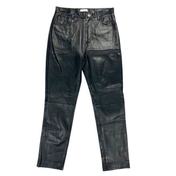 SANDRO Trousers Black Lamb Leather Zip Fly Grunge Boho Witchy Core Festival Pant - Picture 1 of 16